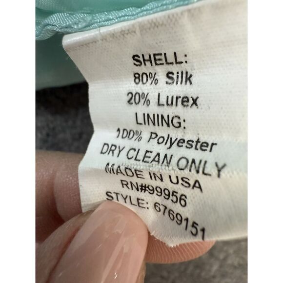 NWT Shoshanna Jennifer Aqua Gold Strapless Maxi A-line Formal SILK Dress sz 4 - Picture 12 of 13